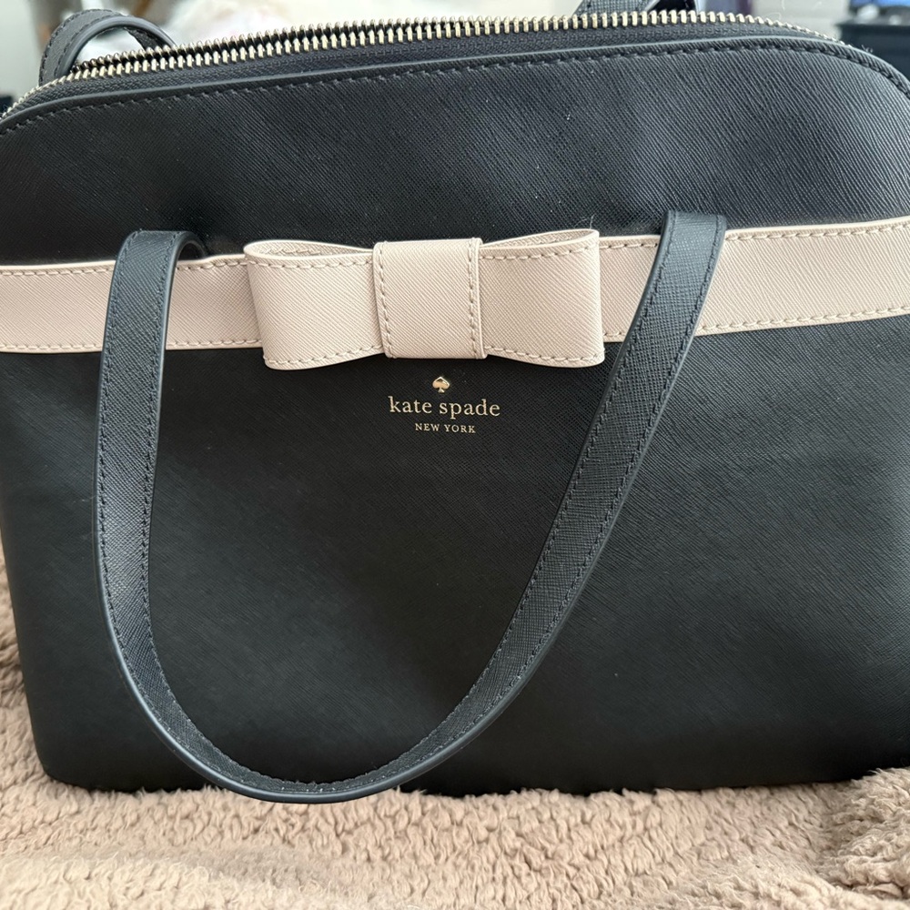Kate Spade bag in black with dusty rose bow. Shoulder Bag.  Brand new.